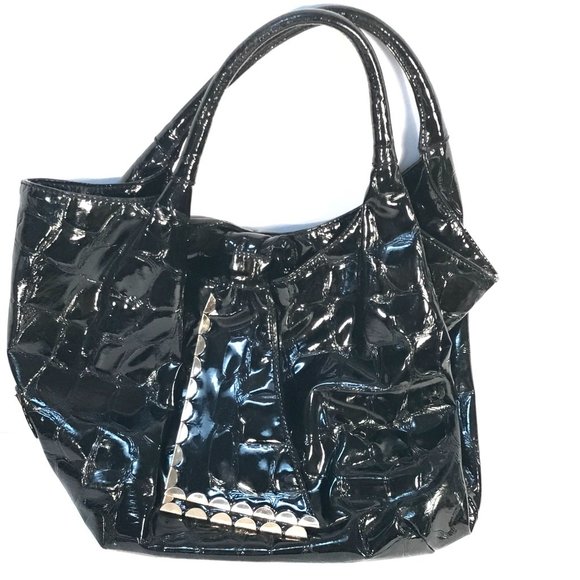 Gianni Bini Handbags - Gianni Bini Black Bag Alligator Patent Leather